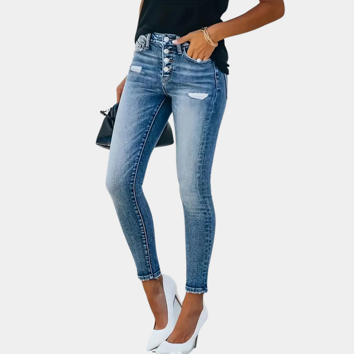 Luvik | trendikkäät skinny-naisten farkut muotipainikkeilla