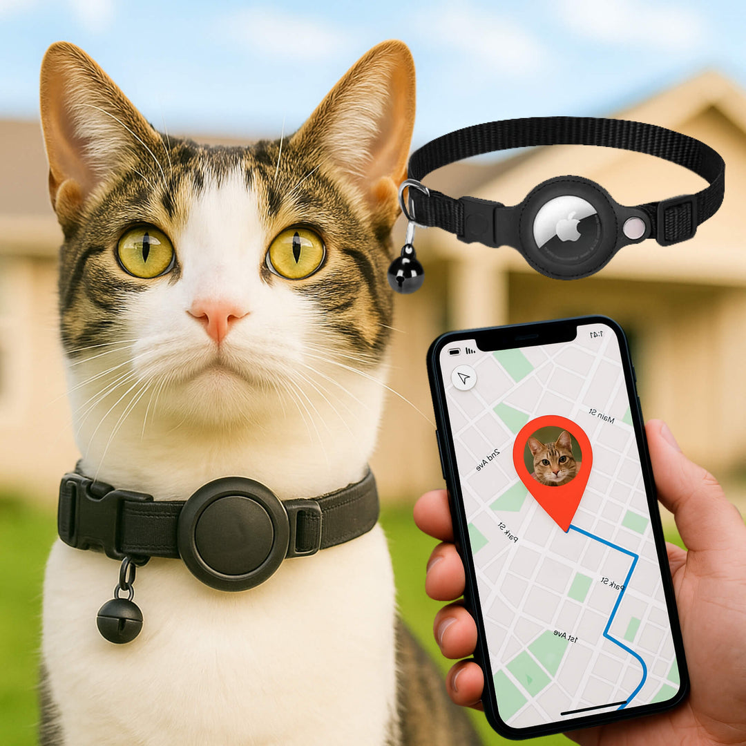 Luvikno | Kat GPS Sporingshalsbånd | Hurtigutløserlås, Reflekterende Design & Holdbar for Utendørs Sikkerhetseventyr
