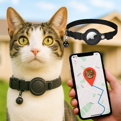 Luvikno | Kat GPS Sporingshalsbånd | Hurtigutløserlås, Reflekterende Design & Holdbar for Utendørs Sikkerhetseventyr