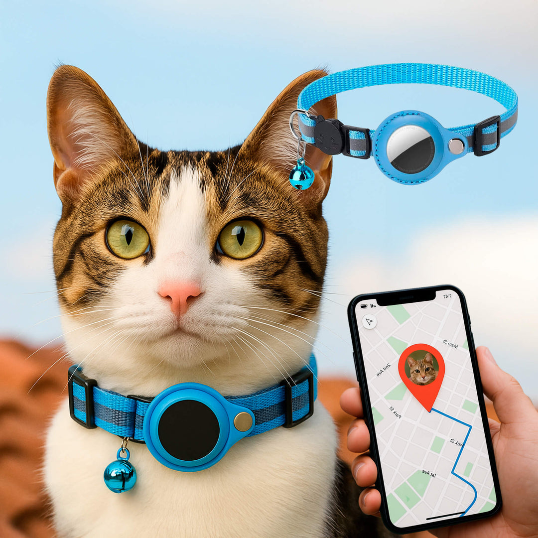 Luvikno | Kat GPS Sporingshalsbånd | Hurtigutløserlås, Reflekterende Design & Holdbar for Utendørs Sikkerhetseventyr