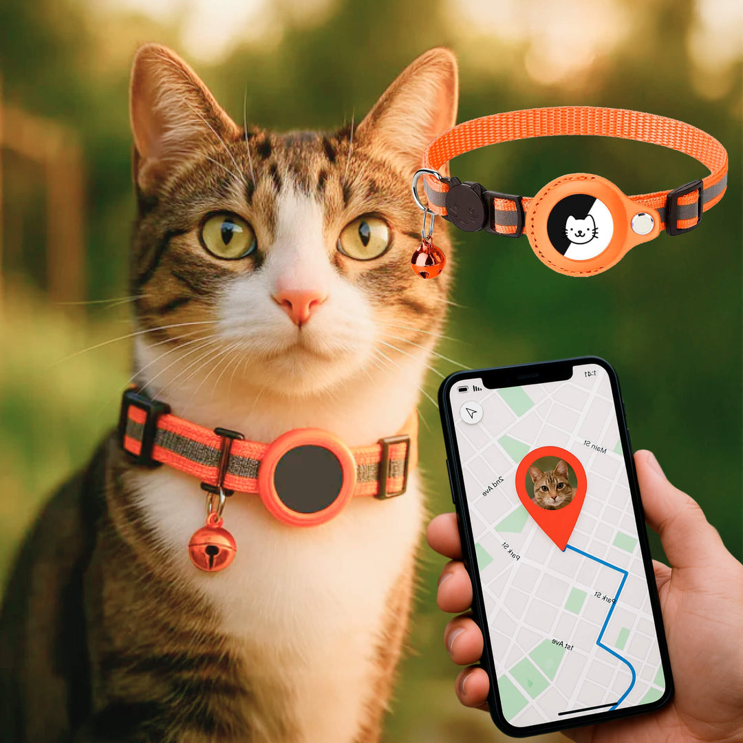 Luvikno | Kat GPS Sporingshalsbånd | Hurtigutløserlås, Reflekterende Design & Holdbar for Utendørs Sikkerhetseventyr