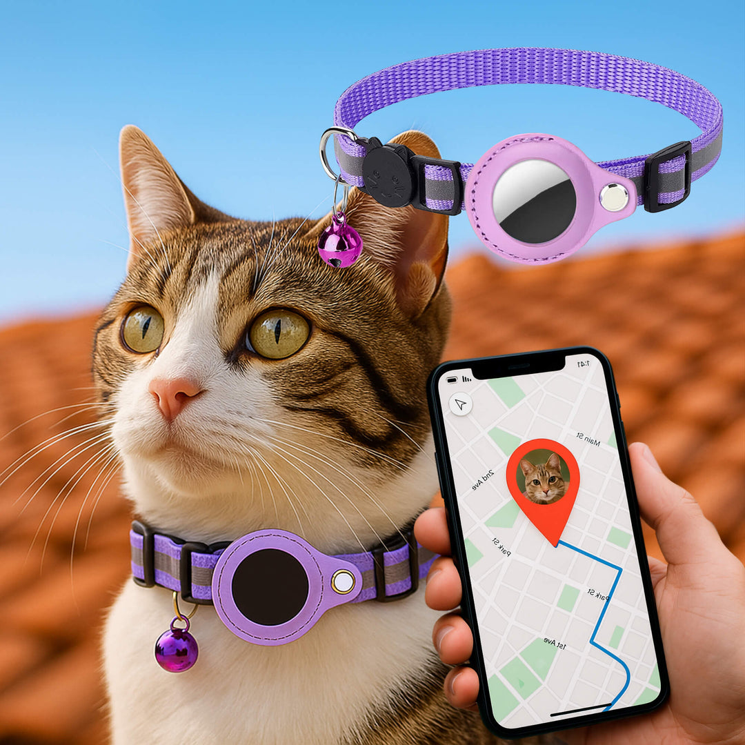 Luvikno | Kat GPS Sporingshalsbånd | Hurtigutløserlås, Reflekterende Design & Holdbar for Utendørs Sikkerhetseventyr