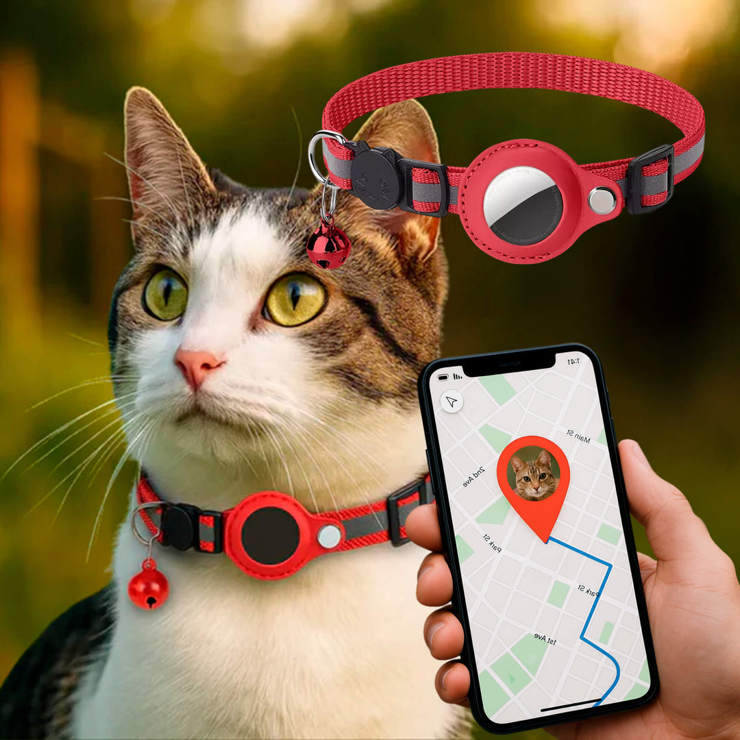 Luvikno | Kat GPS Sporingshalsbånd | Hurtigutløserlås, Reflekterende Design & Holdbar for Utendørs Sikkerhetseventyr