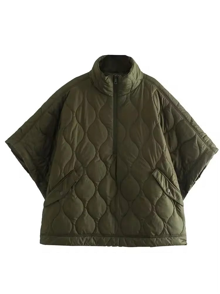 Luvik | Stepp Poncho Vetoketjulla oliivinvihreänä