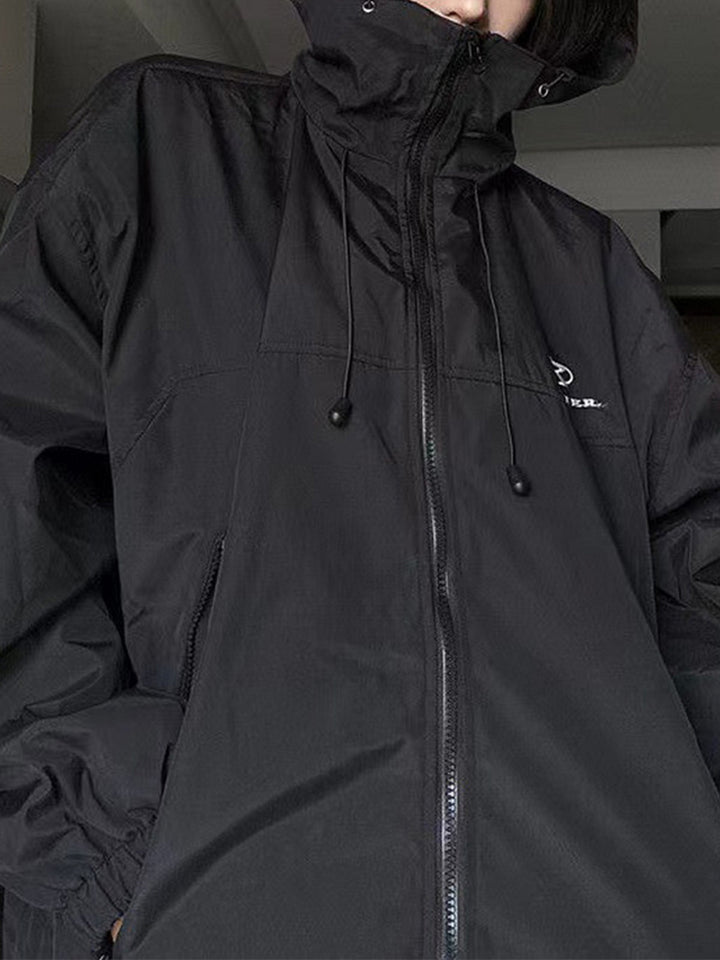 Luvik | Retrojeans svart vanntett friluftjakke med hette