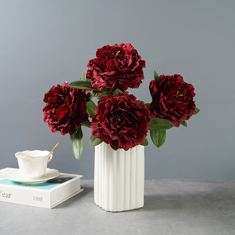 Kunstige 5 store hodet pæoner blomster | Luvikno