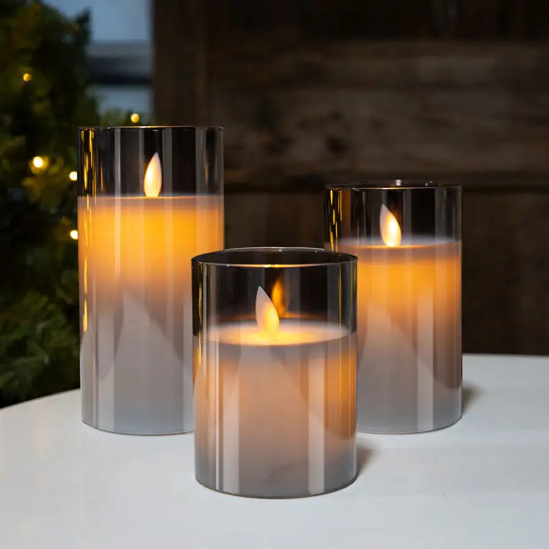 LED Stearinlys Glass Flammeløs Sett Luvikno