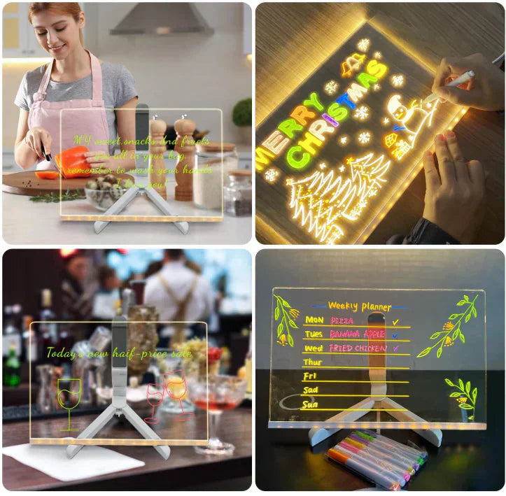 Luvikno | IllumiWrite LED Skiltbrett – Gjenbrukbart Lysbrett for Kreative Sinn