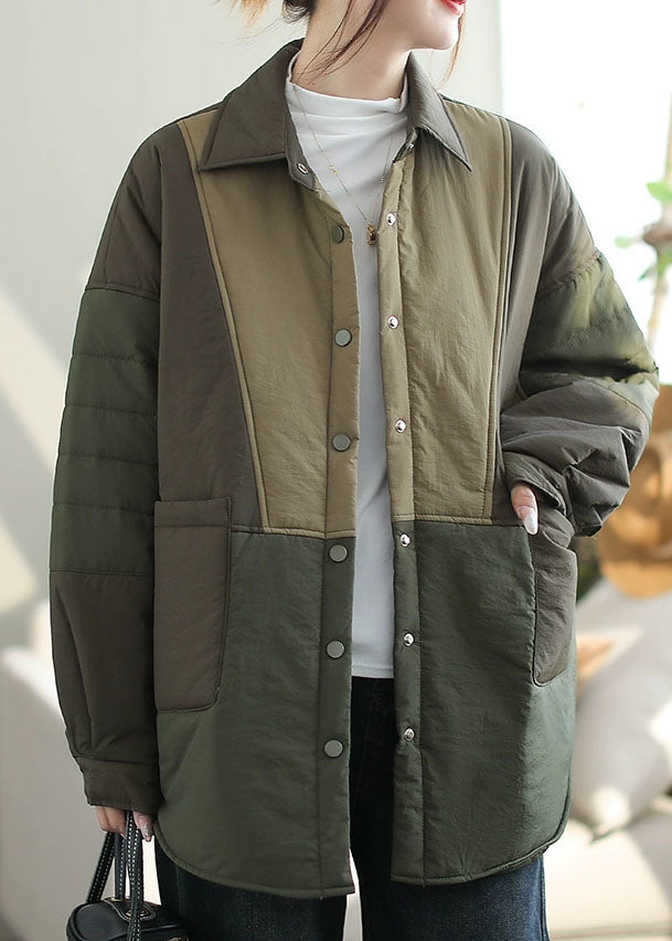 Luvik | Sininen Peter Pan Kaulus Taskut Patchwork Ohut Puuvilla Vaahtokankaiset Takit