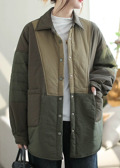 Luvik | Sininen Peter Pan Kaulus Taskut Patchwork Ohut Puuvilla Vaahtokankaiset Takit