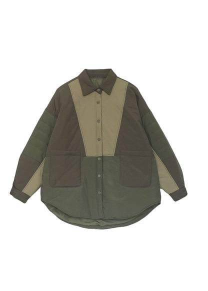 Luvik | Sininen Peter Pan Kaulus Taskut Patchwork Ohut Puuvilla Vaahtokankaiset Takit