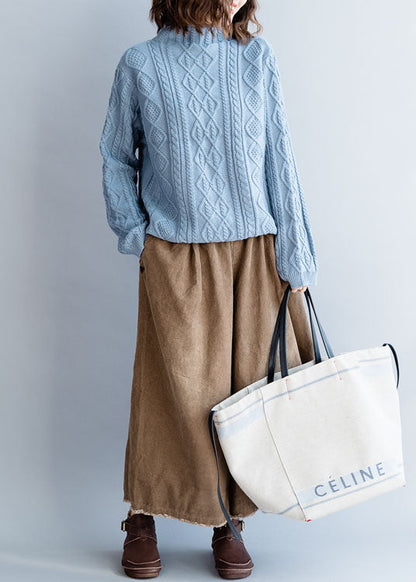 Luvik | Sinivärinen kaksipuoleinen neulekuvioinen talvitakki