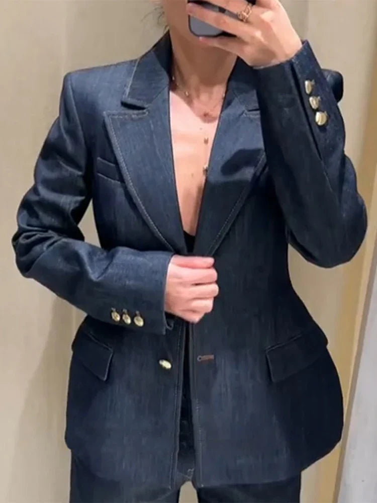 Luvik | Takki Korkeavyötäröiset Farkut Toimisto Kaksiosainen Puku