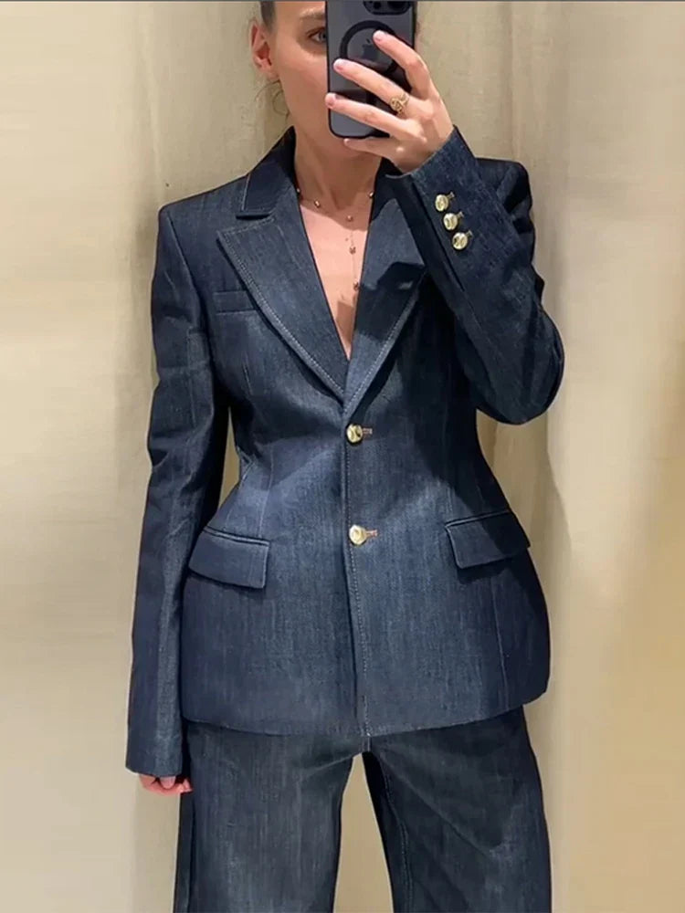 Luvik | Jakke Høyt liv Jeans Kontor To-delt Dress