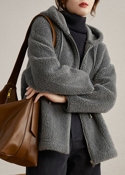 Luvik | Villakangas haalari harmaa päällystakkia taskuilla talveksi