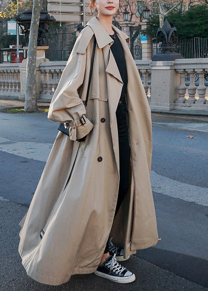 Luvik | Khaki Peter-Pan-kaulus Taskut Solmittava Raita Puuvilla Pitkät Takit