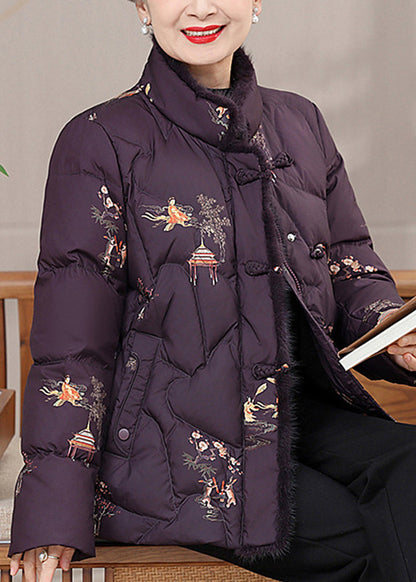 Luvik | Lämpimät talvitakit ohuesta puuvillasta painetulla napilla oranssilla tekoturkistakilla