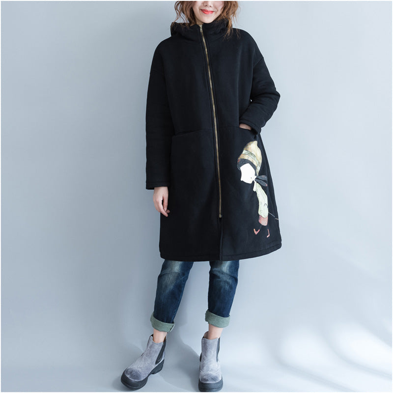 Luvik | svarte parker for damer Luvik | hettegensere & varme mønstrede frakker overcoat