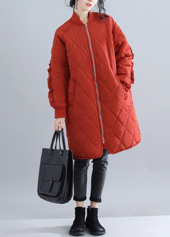 Luvik | rød parka for motebevisste store størrelser for kvinner, med høy krage, jakker & kapper, luksuriøse volangcaper
