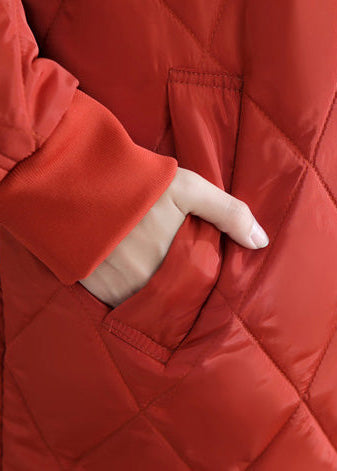 Luvik | rød parka for motebevisste store størrelser for kvinner, med høy krage, jakker & kapper, luksuriøse volangcaper