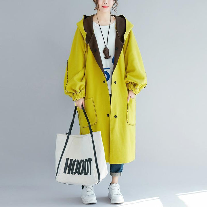 Luvik | trendy gul parka for damer i store størrelser med hette jakke to bruksalternativer vinterjakke stilren low high vinterjakker