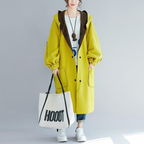 Luvik | trendy gul parka for damer i store størrelser med hette jakke to bruksalternativer vinterjakke stilren low high vinterjakker
