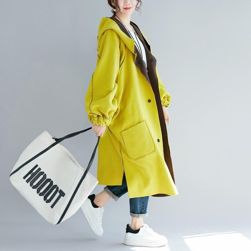 Luvik | trendy gul parka for damer i store størrelser med hette jakke to bruksalternativer vinterjakke stilren low high vinterjakker