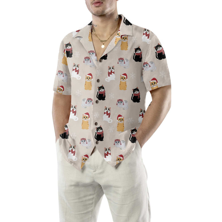 Luvik | T-skjorte med hawaiikatt og julenissens hatt, julekatte t-skjorte, Den beste julegaven