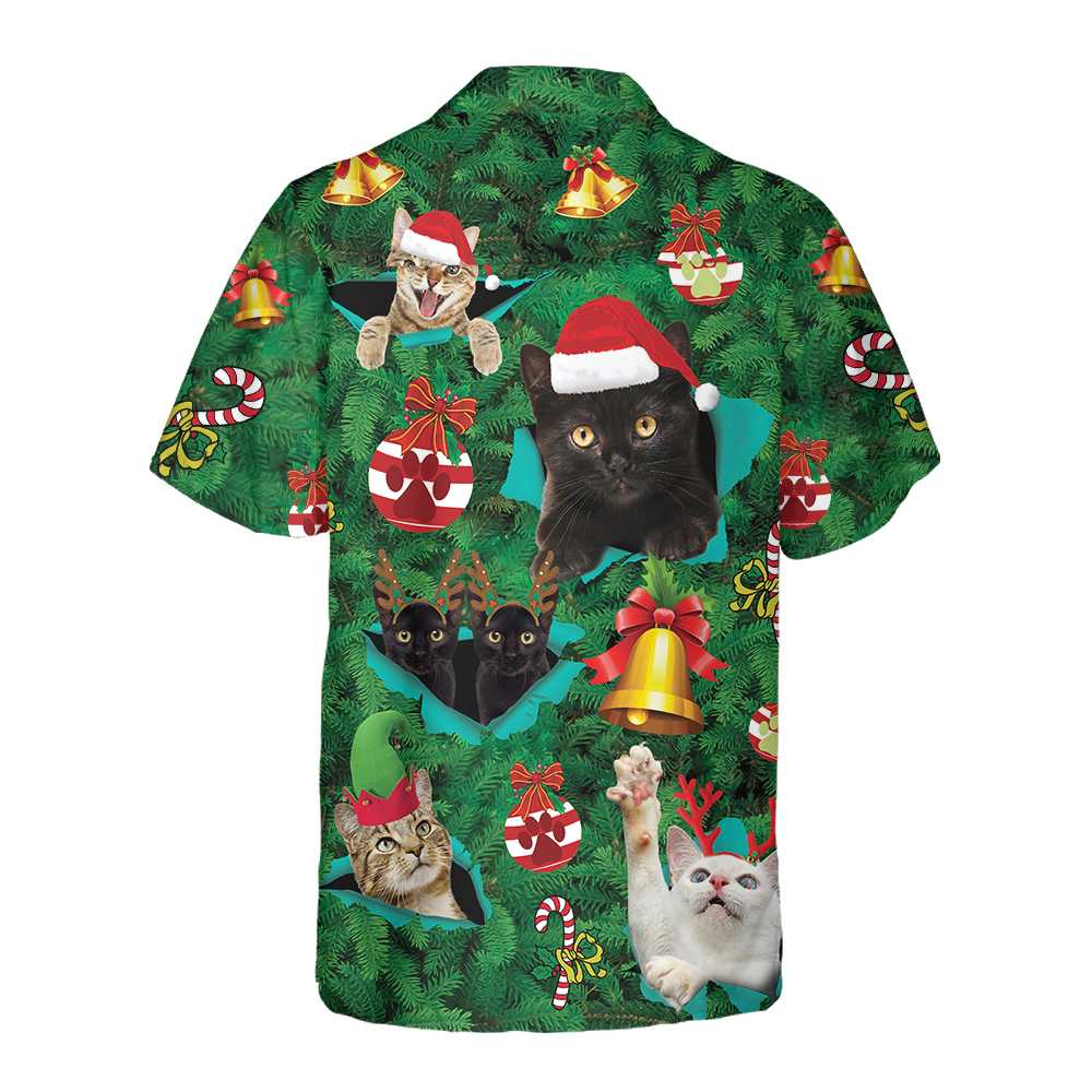 Luvik | Julekatt Hawaii-skjorte, Morsom julekatt-skjorte, Beste gave til jul