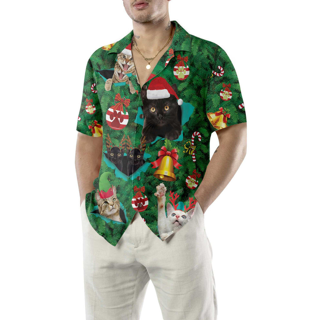 Luvik | Julekatt Hawaii-skjorte, Morsom julekatt-skjorte, Beste gave til jul