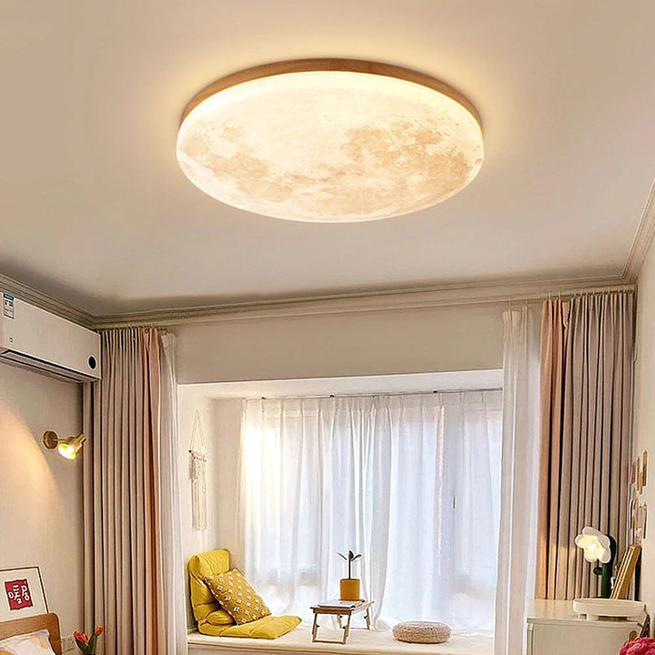 Taklampe 3D Måne LED Dimbar Metall Soverom Armatur Luvikno