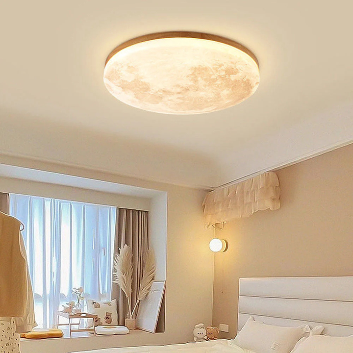 Taklampe 3D Måne LED Dimbar Metall Soverom Armatur Luvikno