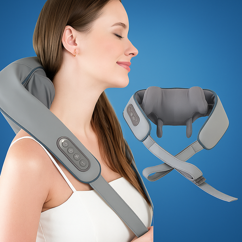 RelaxaPro | Shiatsu nakkemassasje – Varmeavlastning – Trådløs design – Ideell for kontor- og hjemmebruk Luvikno