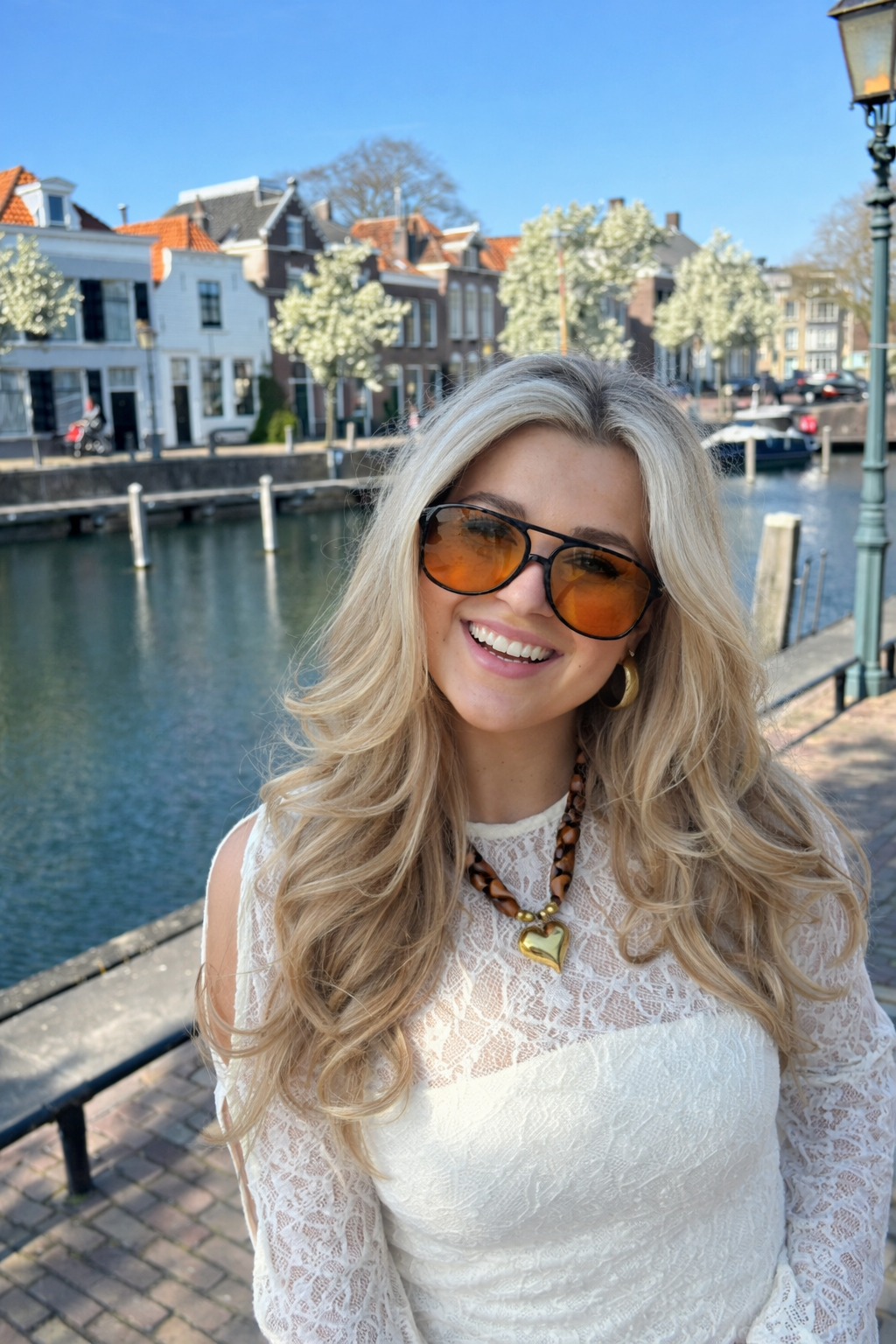 Oversized aviator solbriller med oransje linser og UV-beskyttelse | Luvikno