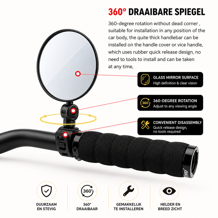 SeeEz Sykkel Bakspeil for Styre | Luvikno