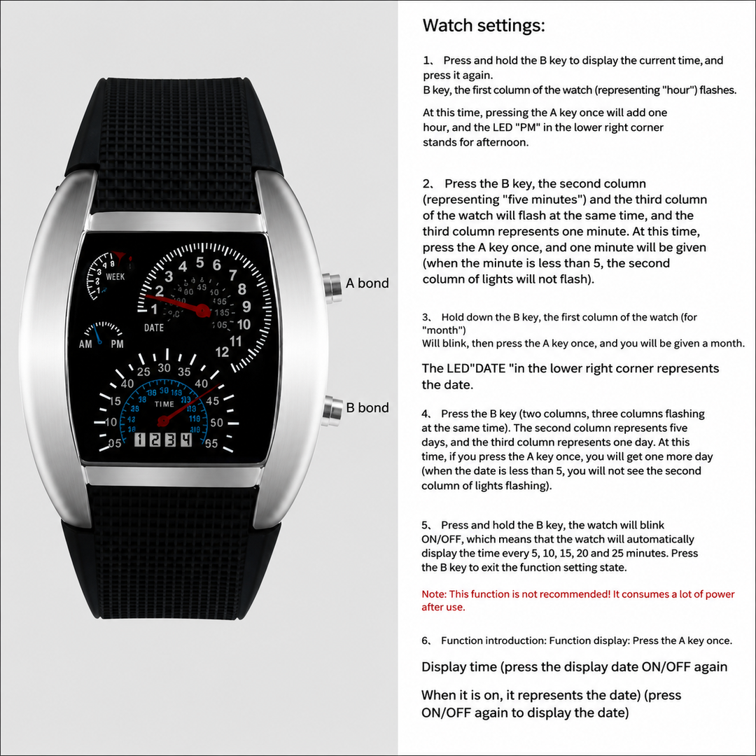 Rennuhr LED Digital Sport Watch with Strap | Luvikno