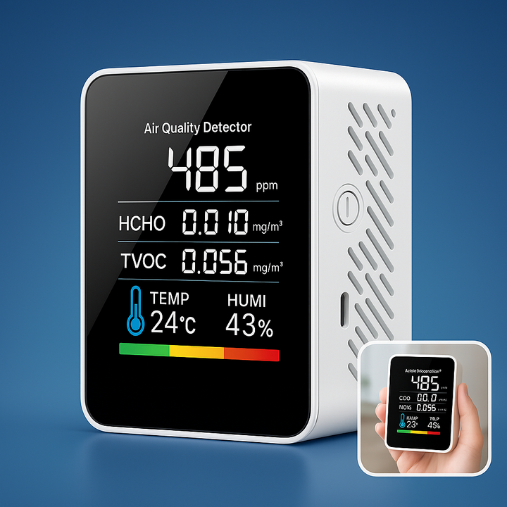AirSense Pro CO2 Karbondioksidmåler Luftkvalitetsdetektor | Sanntidsvarsler - Luftkvalitetsmåler - for Rent Luft Luvikno