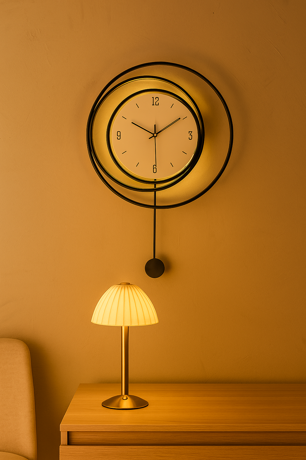 SilentGlow – Minimalist rund veggklokke med klare tall og stille bevegelse Luvikno