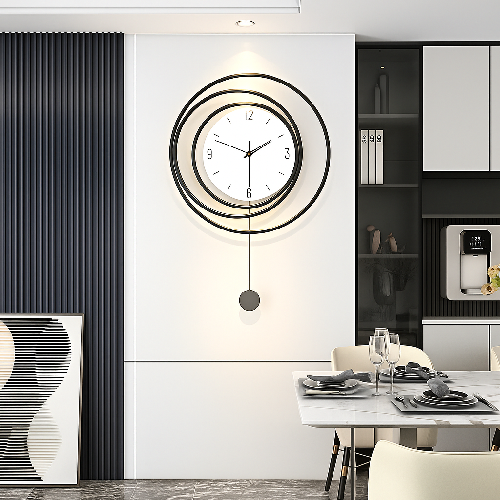 SilentGlow – Minimalist rund veggklokke med klare tall og stille bevegelse Luvikno