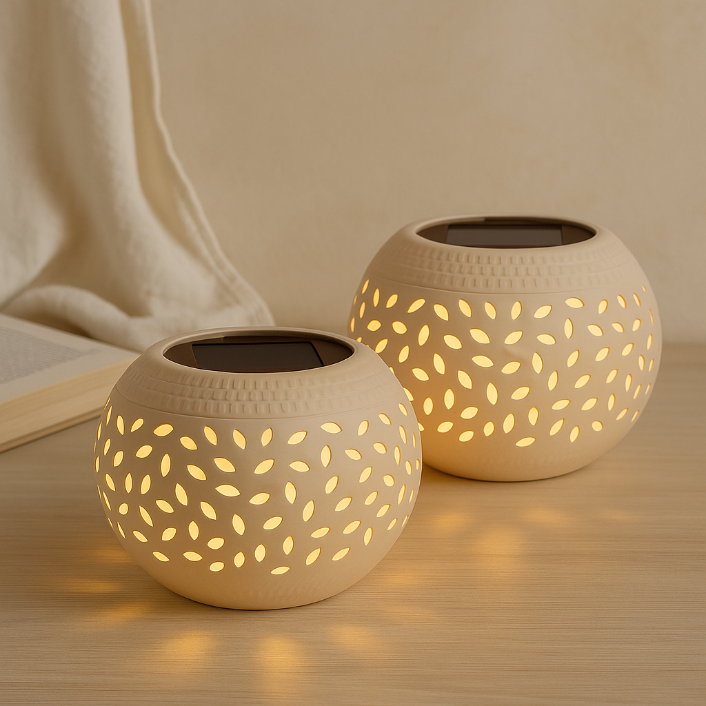 Solcel-drevet bordlampe med stanset mønster Luvikno