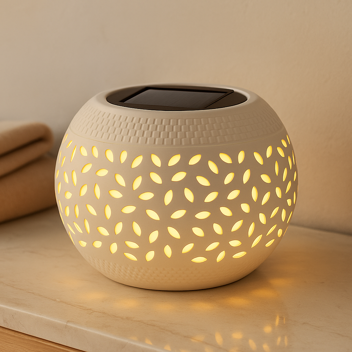 Solcel-drevet bordlampe med stanset mønster Luvikno