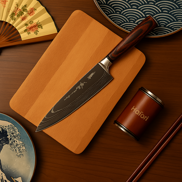 Luvikno | Damascus Steel Kokkekniv | 20 cm Blad, Ergonomisk Harpikshåndtak & Ideell for Hjemmekoking