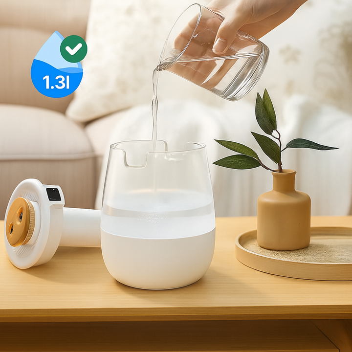 Stille Nattlysmodus – 1300 ml Tank – Tørr Luftlindring for Soverom & Barnerom Luvikno