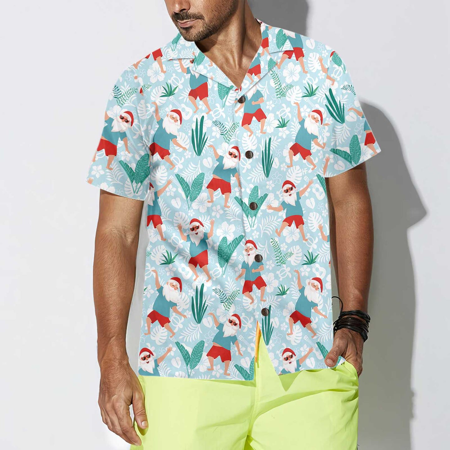 Luvik | Iloinen tanssiva joulupukki hawaijipaita, hauska joulupukki t-paita, lahja jouluksi