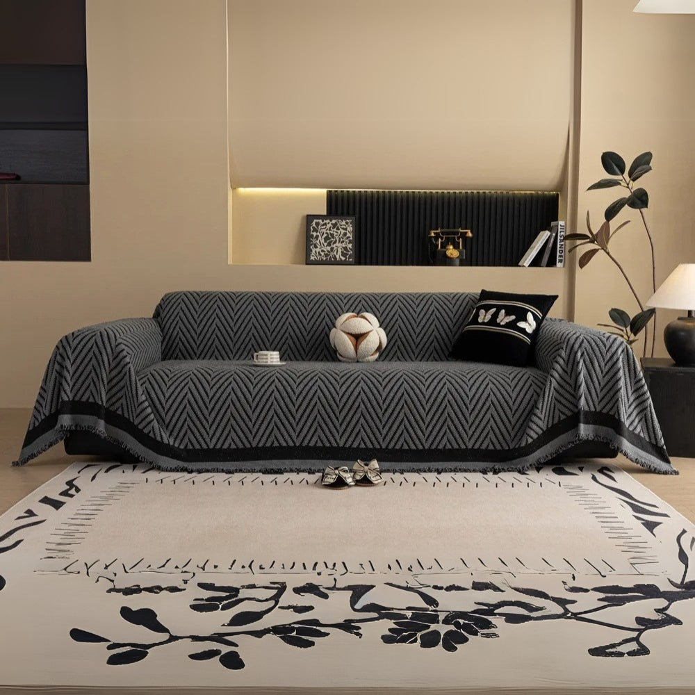 Luvikno | Chevron Herringbone Frynse Sofa Deksel