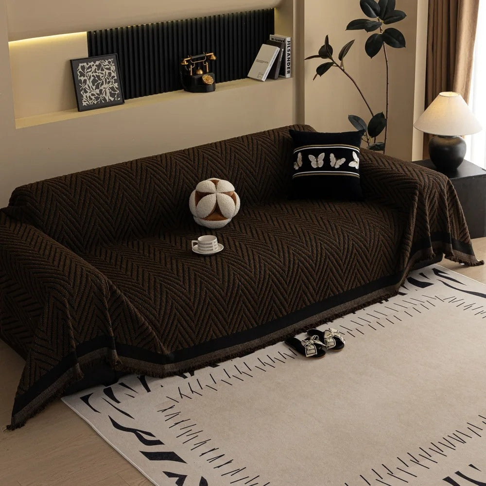 Luvikno | Chevron Herringbone Frynse Sofa Deksel