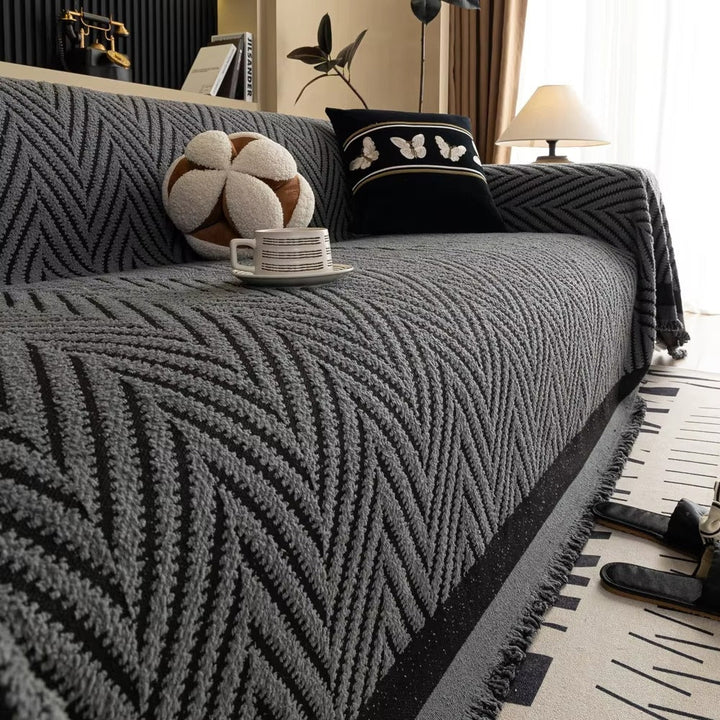 Luvikno | Chevron Herringbone Frynse Sofa Deksel