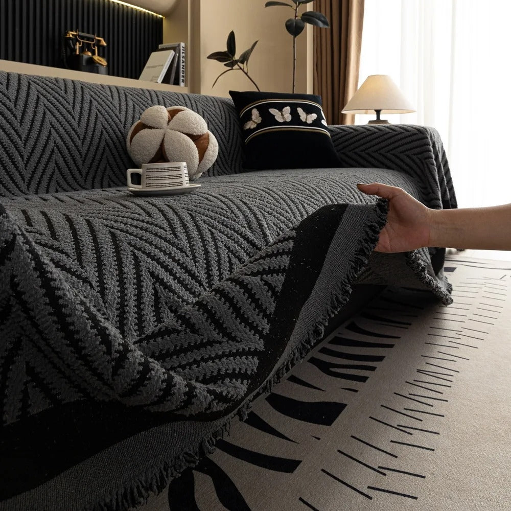 Luvikno | Chevron Herringbone Frynse Sofa Deksel