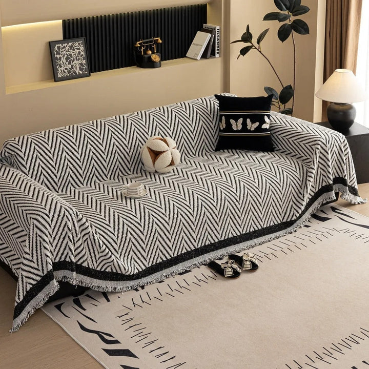 Luvikno | Chevron Herringbone Frynse Sofa Deksel