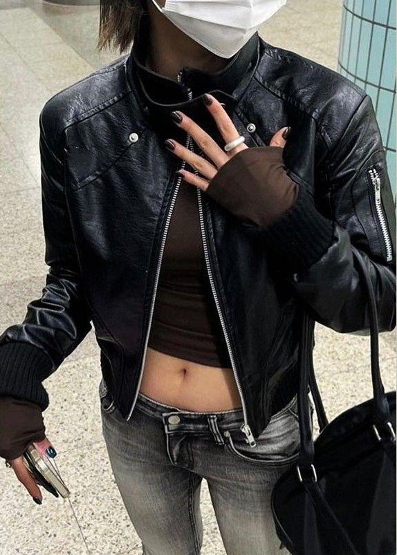 Luvik | Musta paljettimekko keinonahasta vetoketjulla